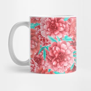 Pink & Coral Peony Floral Pattern Mug